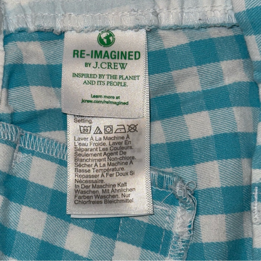J. Crew Cotton Gingham Aqua & White Short Size 2 - Picture 8 of 11